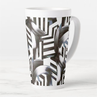 Caneca De Café Latte Black and White Stripes on