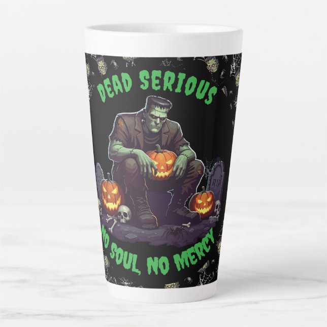 Caneca De Café Latte 🖤 Black Frankenstein Mug 💀 ☕ (Frente)