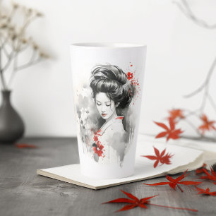 Caneca De Café Latte Black Red Geisha