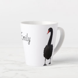 Caneca De Café Latte Black Swan Wildlife Art Nome Personalizado Animal