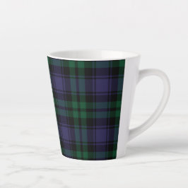 Caneca De Café Latte Black Watch Tartan, Xadrez