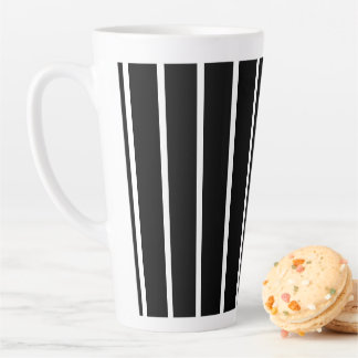 Caneca De Café Latte BlackWhite Lines Large Latte Mug