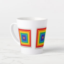 Caneca De Café Latte Bloco de Cores Geométricas Retrô