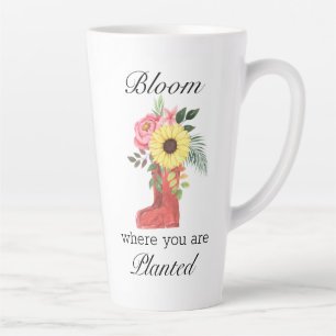 Caneca De Café Latte Blogue Onde Está Plantado Motivação Floral