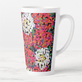 Caneca De Café Latte Blogues Florais de Cristal Vermelho