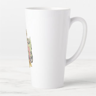 Caneca De Café Latte Blonde Mermaid on Vintage Green Car Watercolor Ill