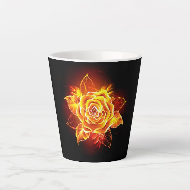 Caneca De Café Latte Blooming Fire Rosa (Frente)