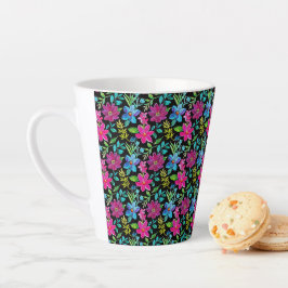 Caneca De Café Latte Blooming flower garden chic floral foliage