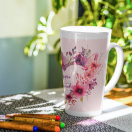 Caneca De Café Latte Blooms of Love | Nomes personalizados | DIA DE OS