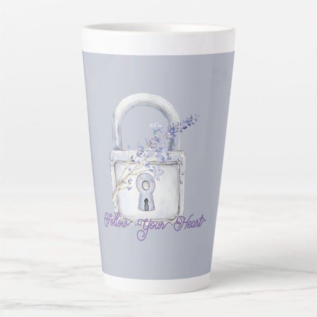 Caneca De Café Latte Bloqueio de Flores de Lavanda (Frente)