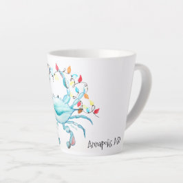 Caneca De Café Latte Blue Crab Christmas Mug