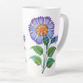 Caneca De Café Latte Blue Flower Halftone Fine Art