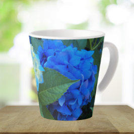 Caneca De Café Latte Blue Hydrangea Blooms Floral