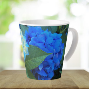 Caneca De Café Latte Blue Hydrangea Blooms Floral