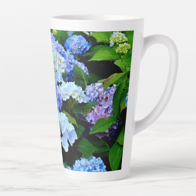 Caneca De Café Latte Blue Hydrangeas Latte Mug (Direita)