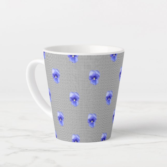 Caneca De Café Latte Blue Pansy (Ângulo esquerdo)