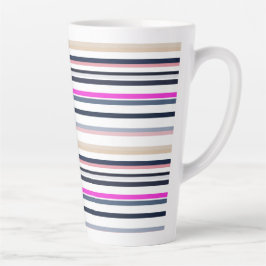 Caneca De Café Latte Blue Pink and Sand Stripes
