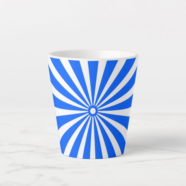 Caneca De Café Latte Blue Radiant Burst Mug – Bold Geometric Sunshine  (Frente)