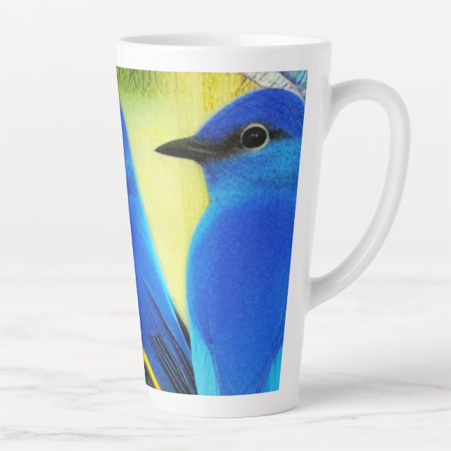 Caneca De Café Latte Bluebird da felicidade Latte Mug (Direita)