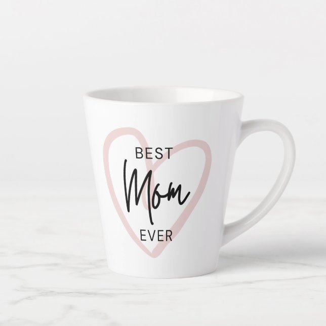 Caneca De Café Latte Blush Black Handwrite Modern Simple Heart (Direita)
