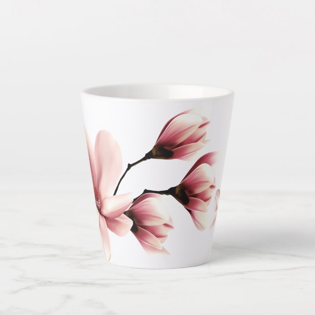 Caneca De Café Latte Blush Magnolias (Frente)