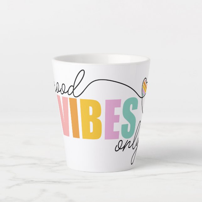 Caneca De Café Latte Boas Vibes Apenas Arco-Íris (Frente)