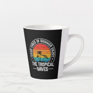 Caneca De Café Latte Boas Vibrações Ondas Tropicais de Verão-64107