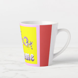 Caneca De Café Latte Boas-vindas cores com temas amarelo-prateado com p