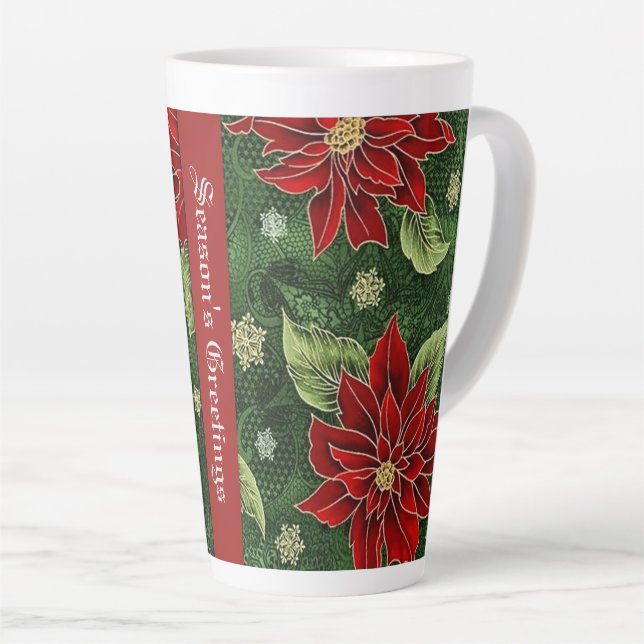 Caneca De Café Latte Boas-vindas da temporada Poinsettia (Ângulo direito)