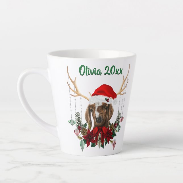 Caneca De Café Latte Boat Goat Kid de Natal Festivo (Esquerda)