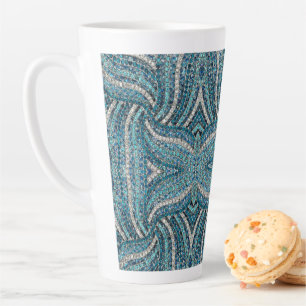 Caneca De Café Latte bohemian girly chic silver grey turquoise blue