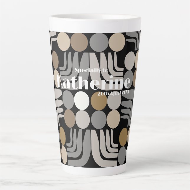 Caneca De Café Latte Bohemian Preto Cinza (Frente)
