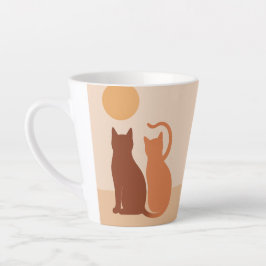 Caneca De Café Latte Boho Cats Sunset Desert