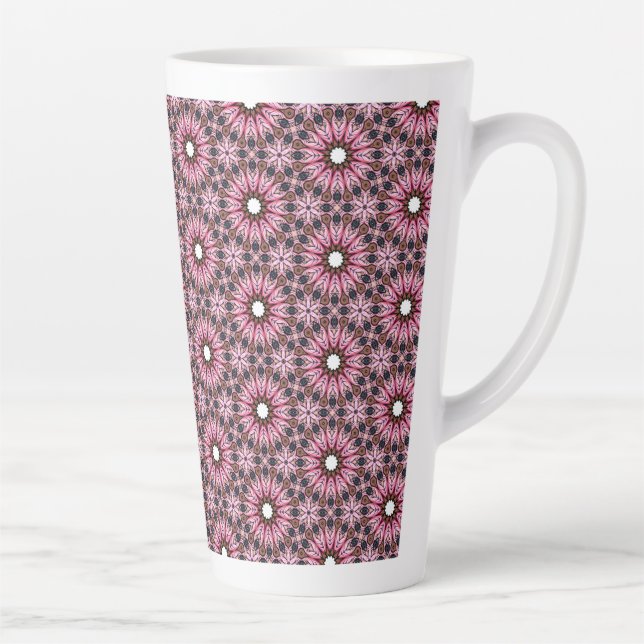 Caneca De Café Latte Boho de Pena Rosa Costurada  (Direita)