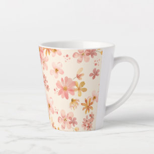 Caneca De Café Latte Boho hippie Rústica, flores naturais da terra