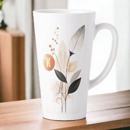 Caneca De Café Latte Boho Minimalista Inicial Latte Mug