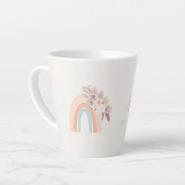 Caneca De Café Latte Boho Rainbow Watercolor Primeiro Aniversário