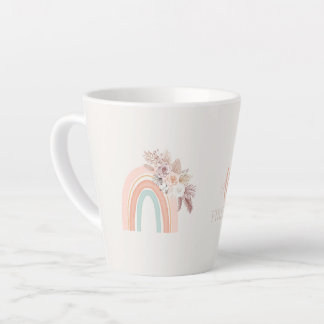 Caneca De Café Latte Boho Rainbow Watercolor Primeiro Aniversário