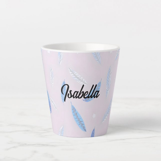 Caneca De Café Latte Boho Trendy Feathers Luxury Collection (Frente)