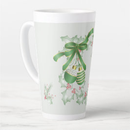Caneca De Café Latte Bois do Natal Rosa Verde Holly
