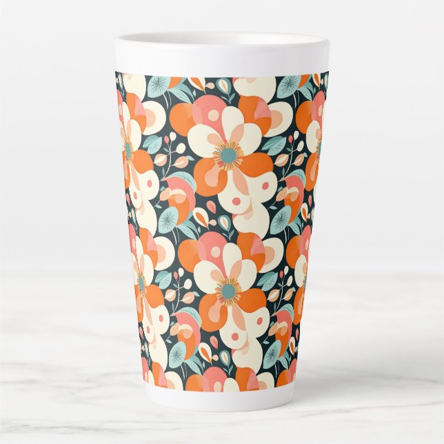Caneca De Café Latte Bold Floral  (Frente)