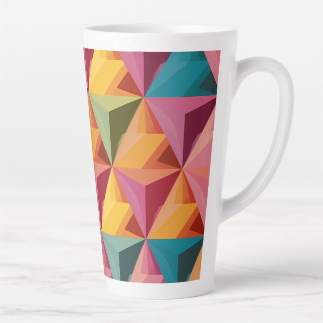 Caneca De Café Latte Bold Geometric Triangle Pattern  (Direita)
