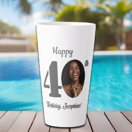 Caneca De Café Latte Bold Happy 40th Birthday Photo