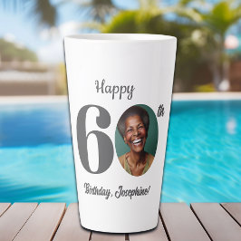 Caneca De Café Latte Bold Happy 60th Birthday Photo