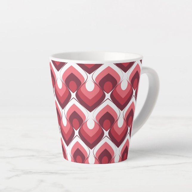 Caneca De Café Latte Bold Retro Modern Motif in Pinks (Ângulo direito)