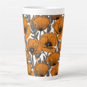 Caneca De Café Latte Bolhas de laranja em branco