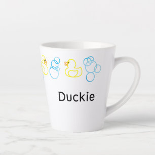 Caneca De Café Latte Bolhas e Patos Tempo de Banho Personalizado Lata