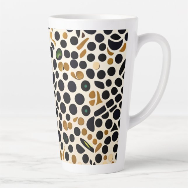 Caneca De Café Latte Bolinhas Azuis do marinho: Destaques Dourados e Es (Direita)