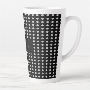 Caneca De Café Latte Bolinhas de Vintage Nome do Retro da Cor da Cinza