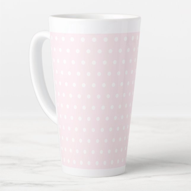 Caneca De Café Latte Bolinhas Rosa (Ângulo esquerdo)